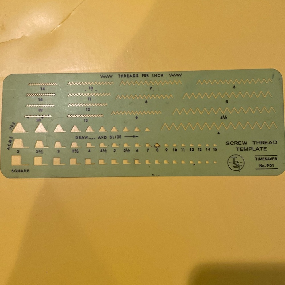 TST Timesaver No. 901, Screw Thread Template